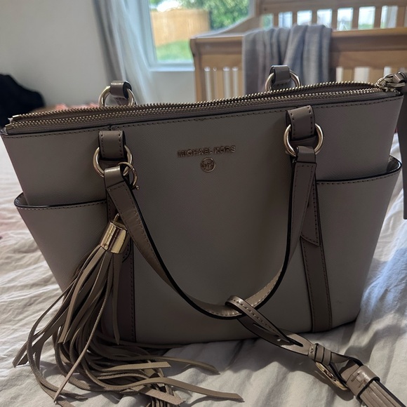 Michael Kors Tan and Cream Satchel with Structured Design - Picture 1 of 5